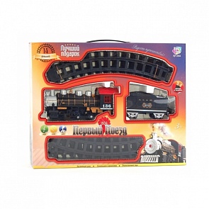 Железная дорога на батарейках, световые и звуковые эффекты, дым, длина 150 см (Joy Toy, S400-H06015sim)